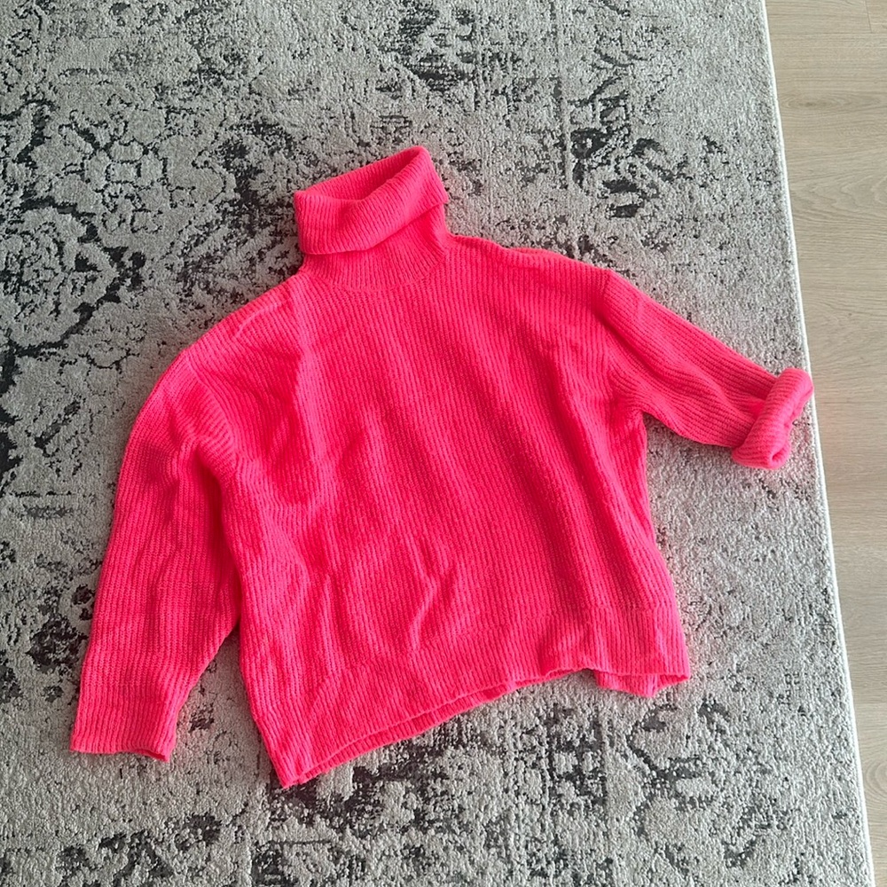 Neon bright pink turtle neck sweater